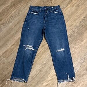 Old Navy Dark Blue Distressed Boyfriend Jeans